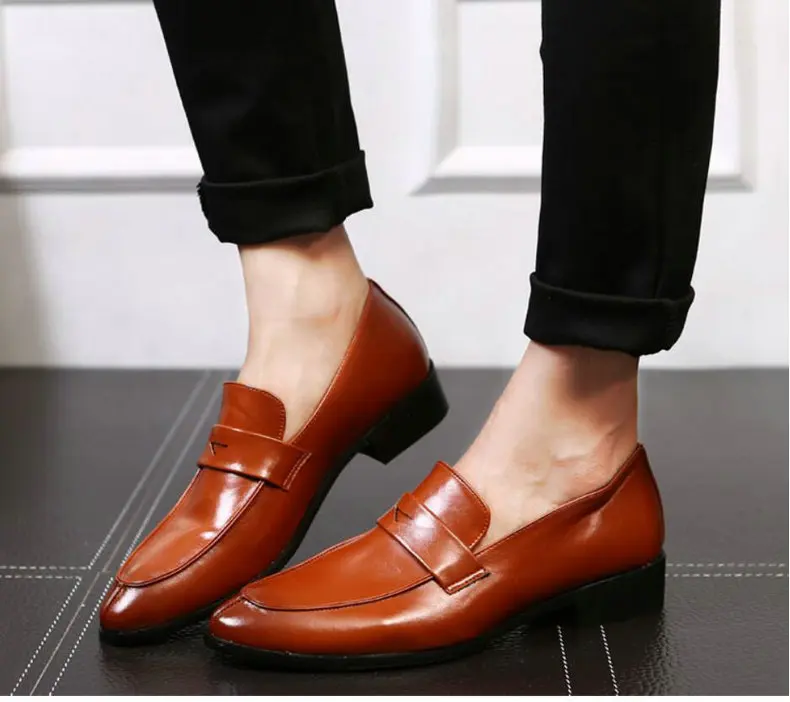 Men's Casual Shoes' Men Shoes Black Pu Leather Slip-On Men Shoes 2018 Classic Mens Loafers Mens Loafers Leather Plus Size 46 48 (9)