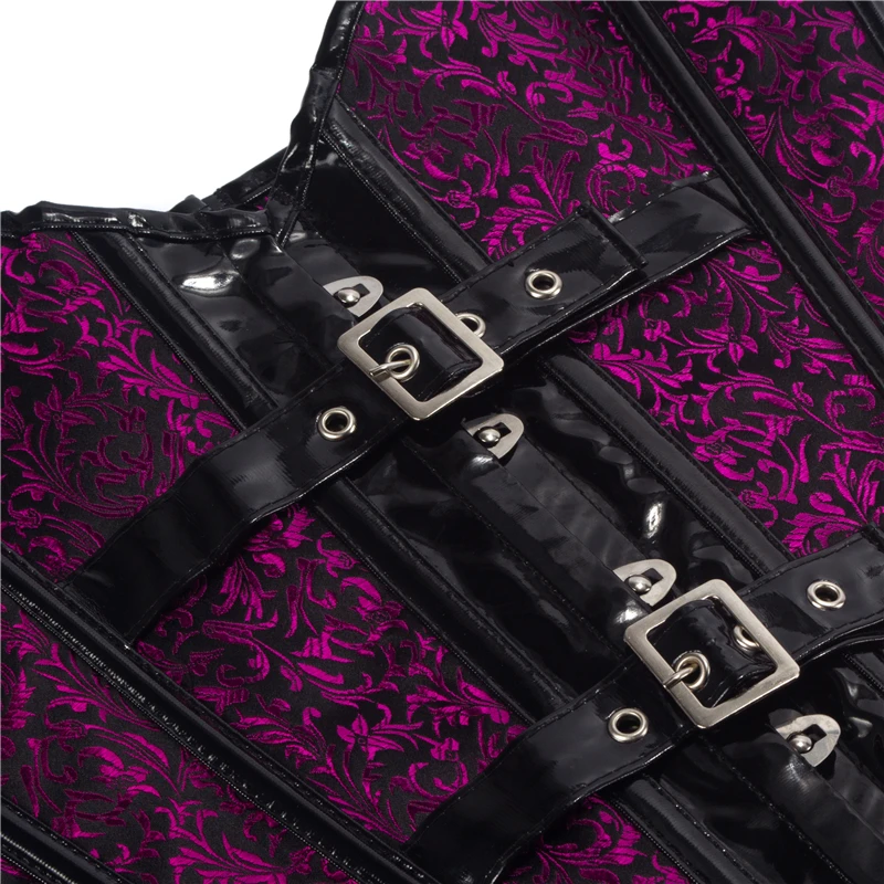 FLORATA Steampunk Corset Purple Steel Bone Underbust Corsets Sexy Waist Slim Bustiers Waist Cincher corset Plus Size S-6XL