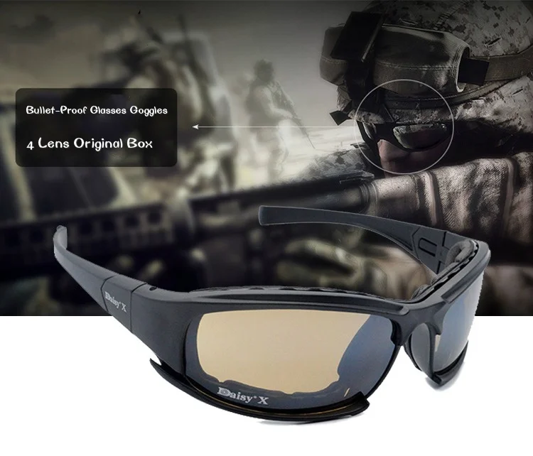 

Tactical X7 Glasses Military Goggles Bullet-proof Army Sunglasses With 4 Lens