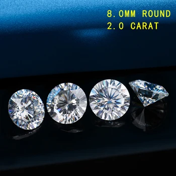 

Tested Positive DEF white color 8.0mm 2.0 carats moissanites loose gems stones with 16 hearts and 16 arrows for jewelry making