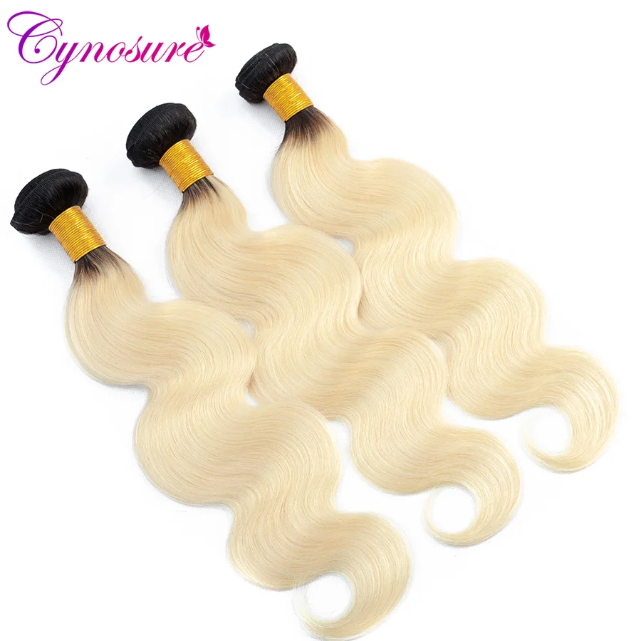 Cynosure T1b 613 Ombre Blonde Hair Brazilian Hair Weave Bundles Non remy Extensions Body Wave Human 3 Bundles