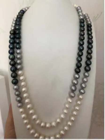 

gorgeous 8-9mm south sea round multicolor pearl necklace 48