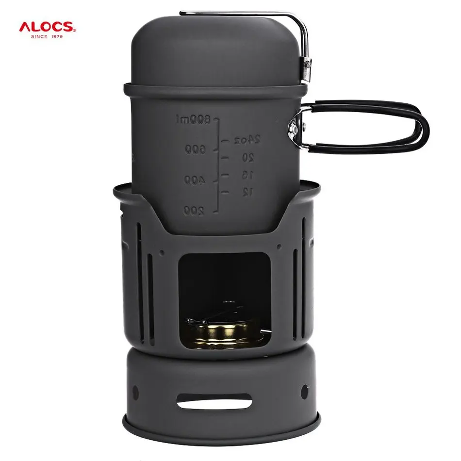 

ALOCS CW-C01 7pcs outdoor tableware set Portable stove cookware travel kit Bowl Pot Cooker stove Set 1-2 People for camping BBQ