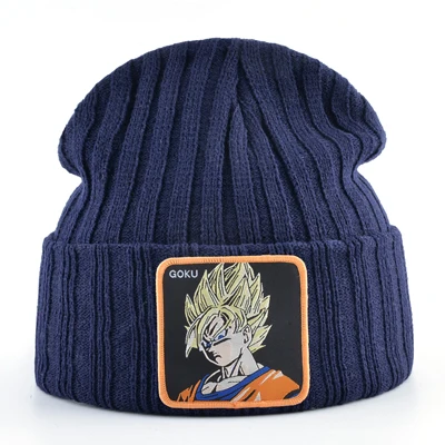 Модные dragon ball вязанные шапочки Skullies вязаные шапочки зимние, шапки для мужчин крутые Гоку beanie cap женские осенние повседневные Шапки chapeau femme - Цвет: BLUE3