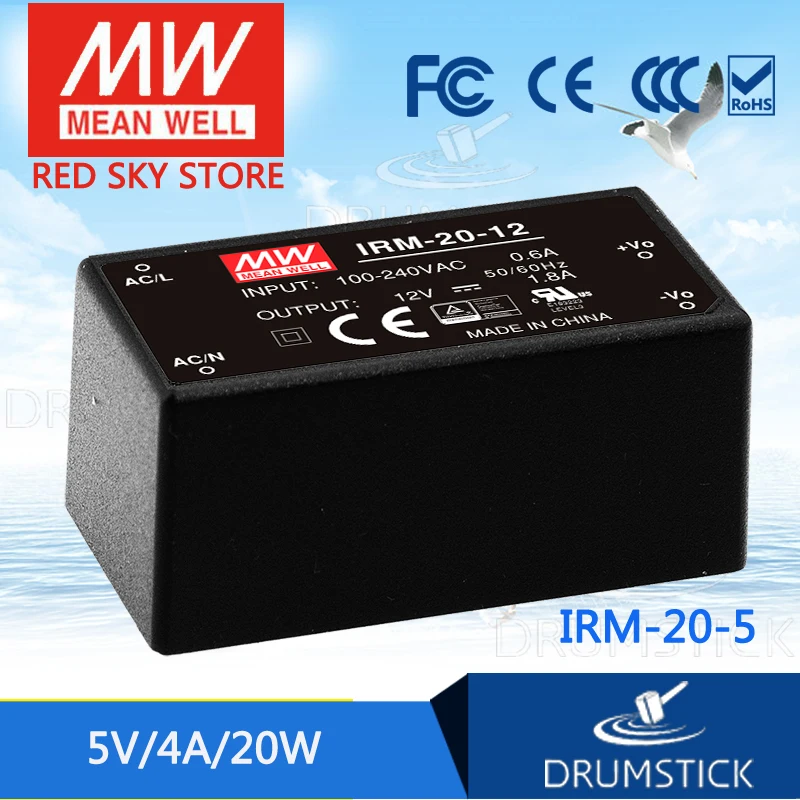 Steady MEAN WELL IRM-20-5 5V 4A meanwell IRM-20 5V 20W Single Output Encapsulated Type photo