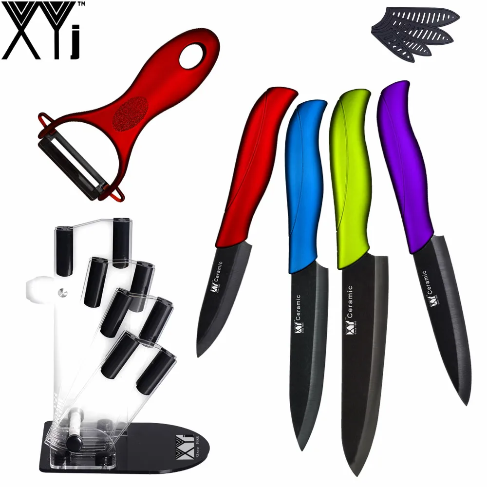 

XYj Brand Ceramic Knife Set 3" 4" 5" 6" Paring Utility Slicing Chef Knife Peeler With Knife Stand Kitchen Knives Cooking Tools