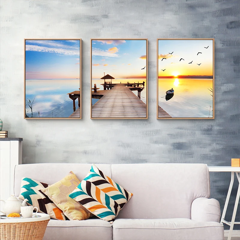 

Sea View Harbour Wall Art Poster Canvas Print for House Company Office Restaurant Living Room Wall Decoration Painting