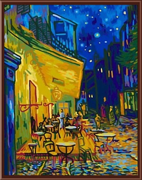 

Frameless Picture Painting By Numbers Wall Art DIY Digital Canvas Oil Painting Home Decor For Living Room Van Gogh - Cafe