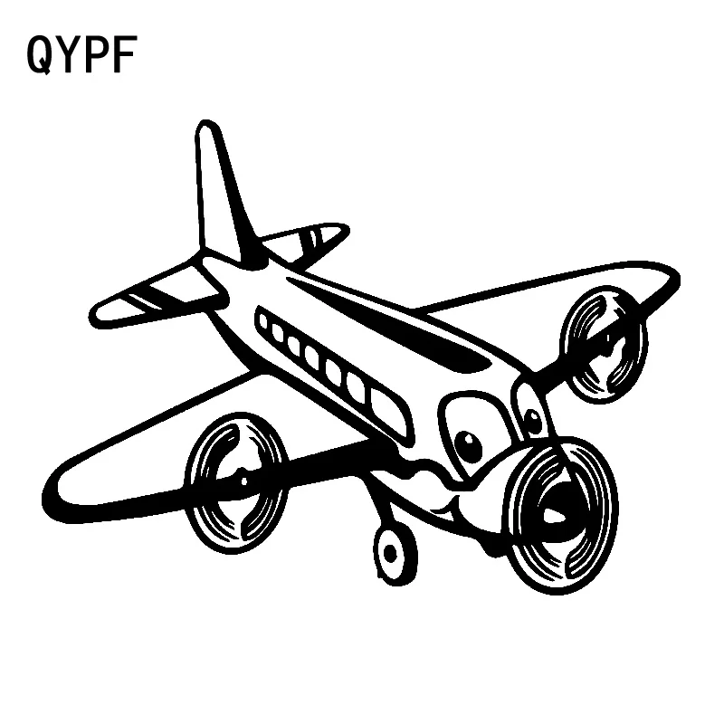 QYPF 17 9 см * 13 1 интересный Наклонный анимационный самолет яркий узор Виниловая
