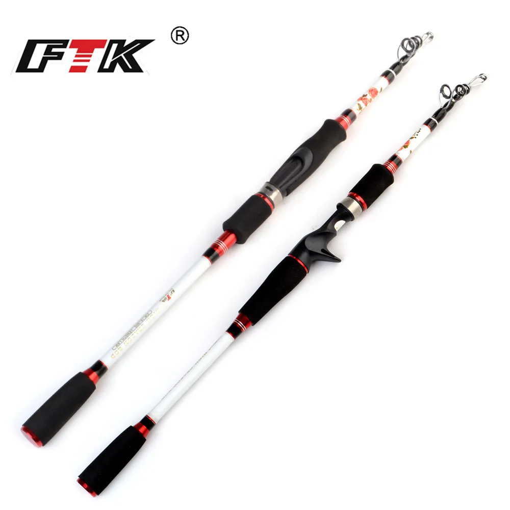 

FTK Max Drag Power 14KG/30LB Carbon Telescopic Spinning Casting Lure Fishing Rod 10-30g 2.1m 2.4m 2.7m 3m Travel Baitcasting Rod
