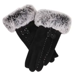 Зимние перчатки женские полный палец плюшевые бант непромокаемые перчатки mujer уличные теплые перчатки для верховой езды Luvas De Inverno # Z