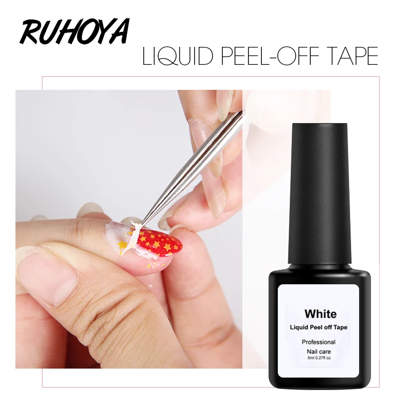 

Ruhoya Easy Clean Peel Off Liquid Finger White Nail Polish Soak Off Tape Protection Tape From Finger Skin Protection Gel Polish