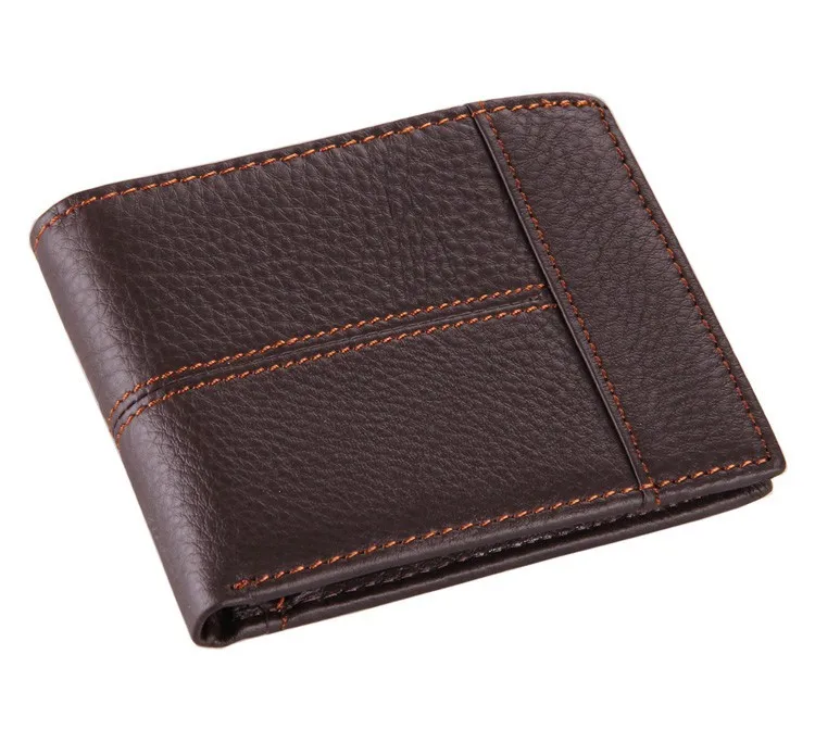 

100% Top Quality Genuine Leather Men Wallets Short Male Purse with Coin Pocket Driver Liscense Holder Carteira Masculina #J8064