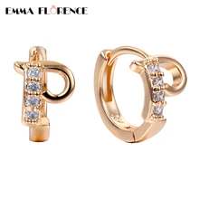 High Quality New Personality Cute Letter ‘P’ Earring AAA Cubic Zircon Setting Women Luxury Fashion Jewelry Hoop Earrings Gift