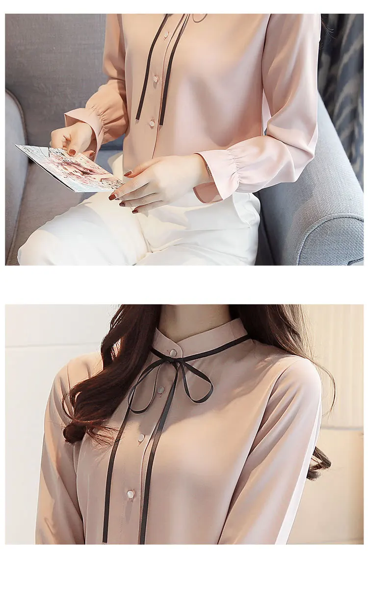 Женские офисные рубашки, Шифоновая Блузка Camisa Mujer, модные элегантные топы размера плюс, женские осенние Блузы с длинным рукавом
