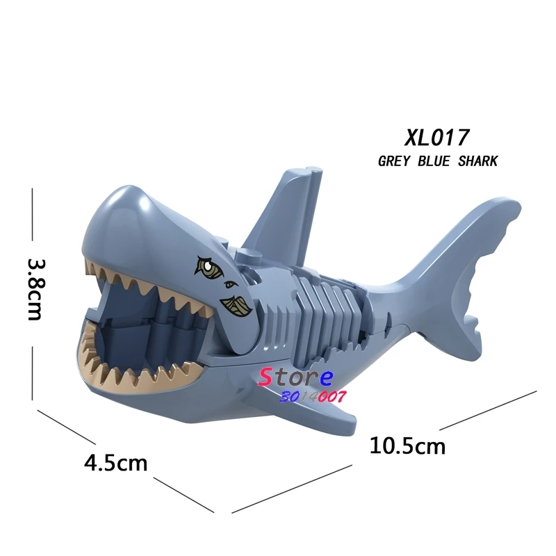 

1PCS model building blocks action figuresea shark Pirates of the Caribbean movie Ghost Zombie Shark diy toys for children gift