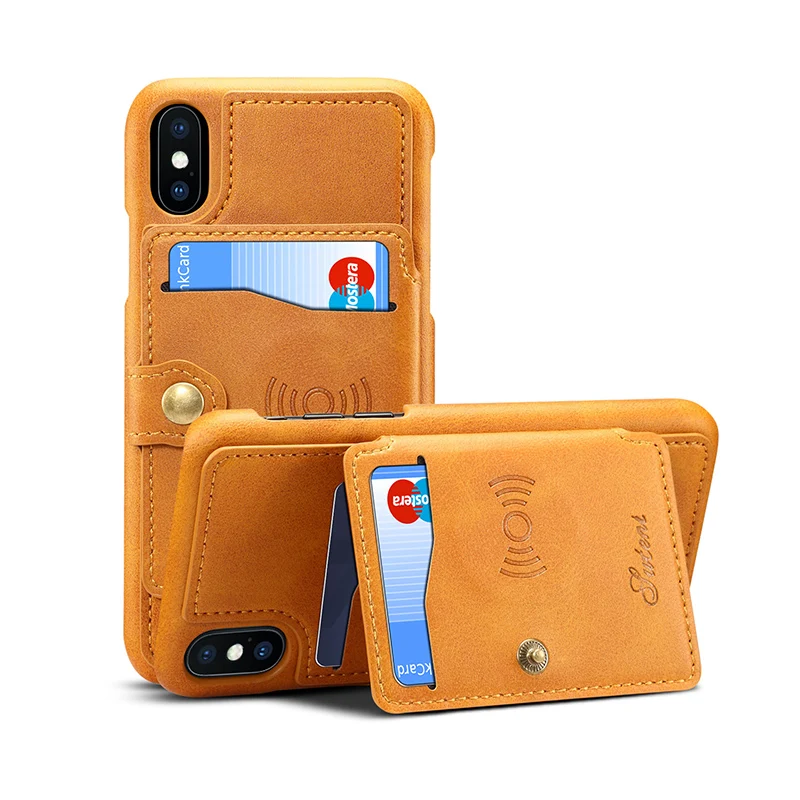 

New Phone Case For iPhone XS Max XR PU Leather Back Cover With Card Pocket Kickstand Case For iPhone 7 8 Plus Telefone Caixa