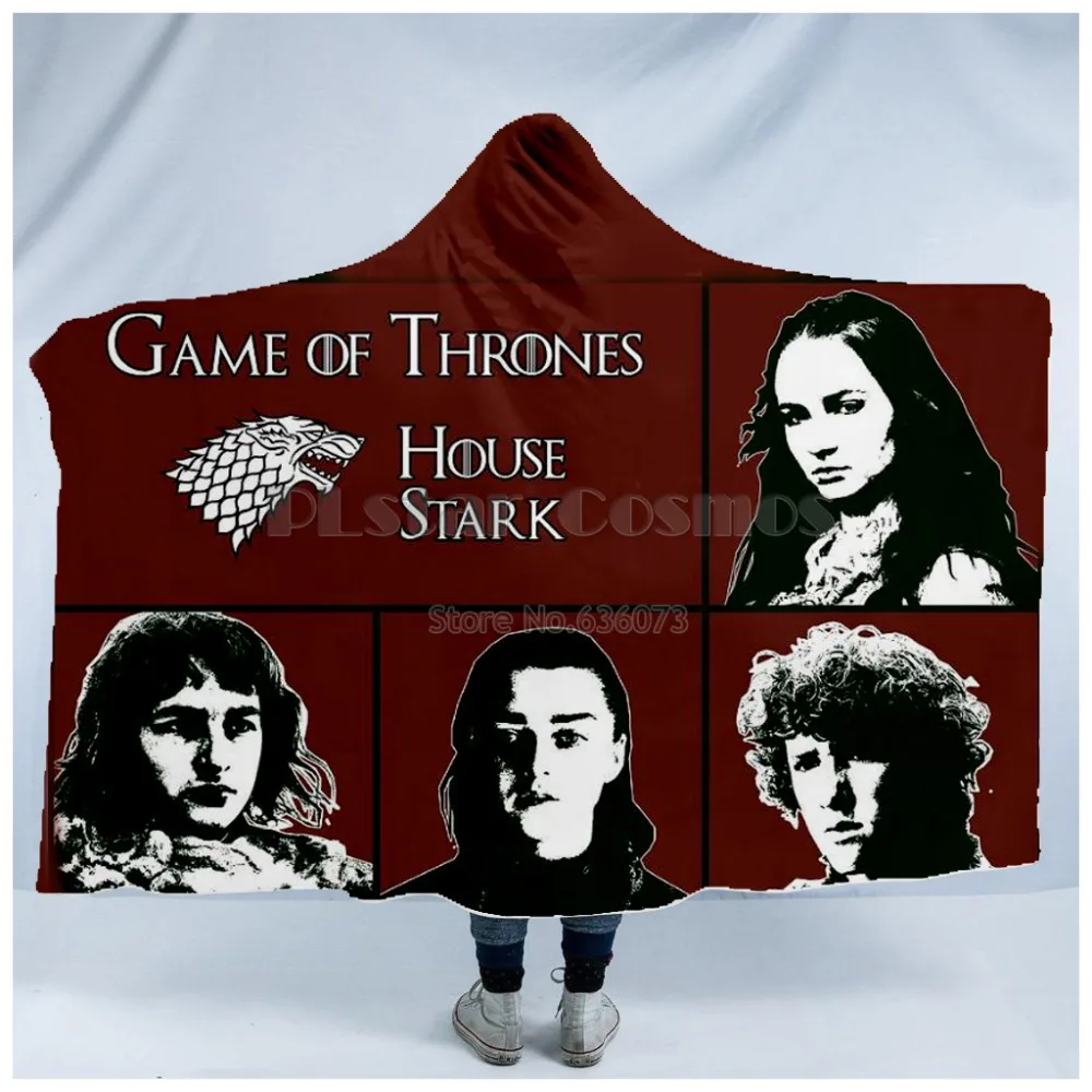 

Plstar Cosmos Game of Thrones Blanket Hooded Blanket 3D full print Wearable Blanket Adult men women Blanket style10