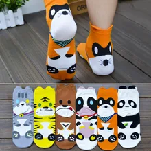Новые Носки с рисунком котенка тигра коровы енота панды большого медведя Женские повседневные хлопковые носки с объемными ушами