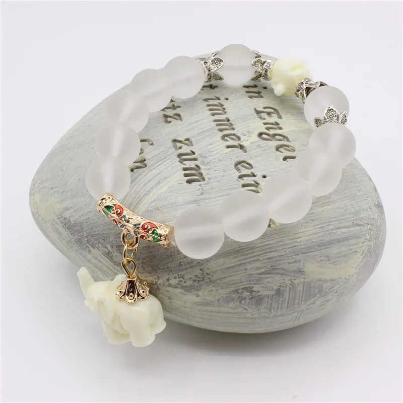 Natural Opal Beads Bracelets Crystal Fashion Women Bracelet Vintage Stainless Steel Braceletes For Women