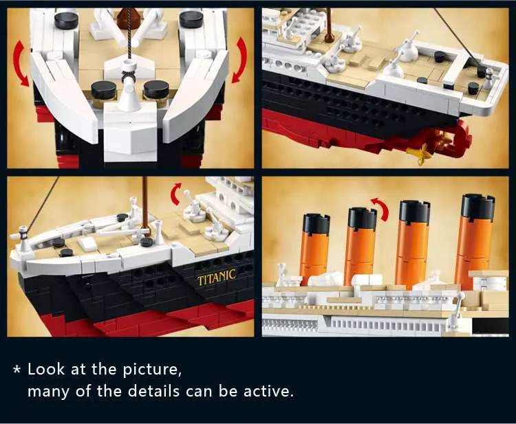 Romantic City Titanic Rms Ship 3D Blocks Educational Model Building Toys Hobbies For Children Compatible With Legoing