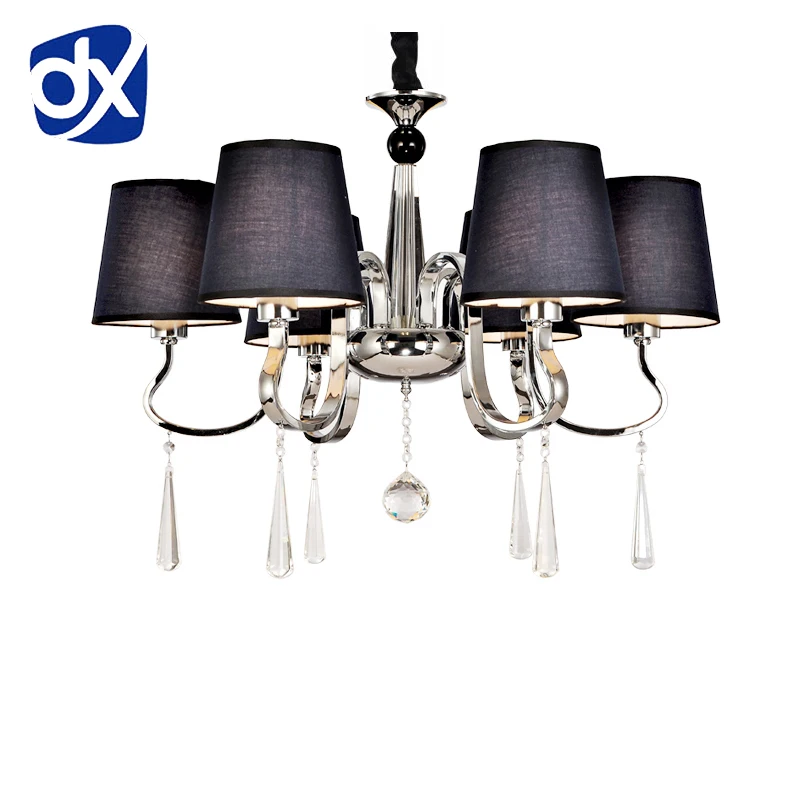 

Nordic Style Black Fabric Modern Crystal Chandeliers Diameter 87cm 8 Arms E27 Lustres De Cristal Chandeliers Free Shipping