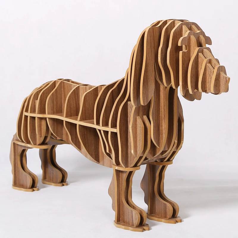 High-end Sausage Dog Wine Holder Wood Home Furniture Coffee Table Desk TM007M