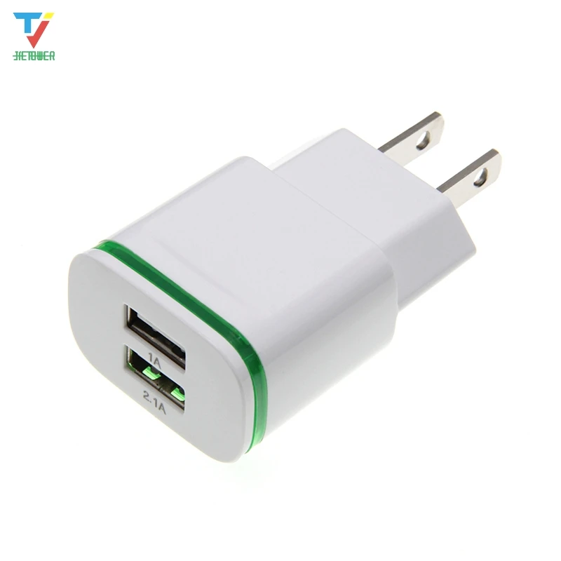 US $528.17 300pcsLot 5V 2A EUUS Plug LED Light 2 USB Adapter Mobile Phone Wall Charger Device Micro Data Charging For IPhone IPad Samsung