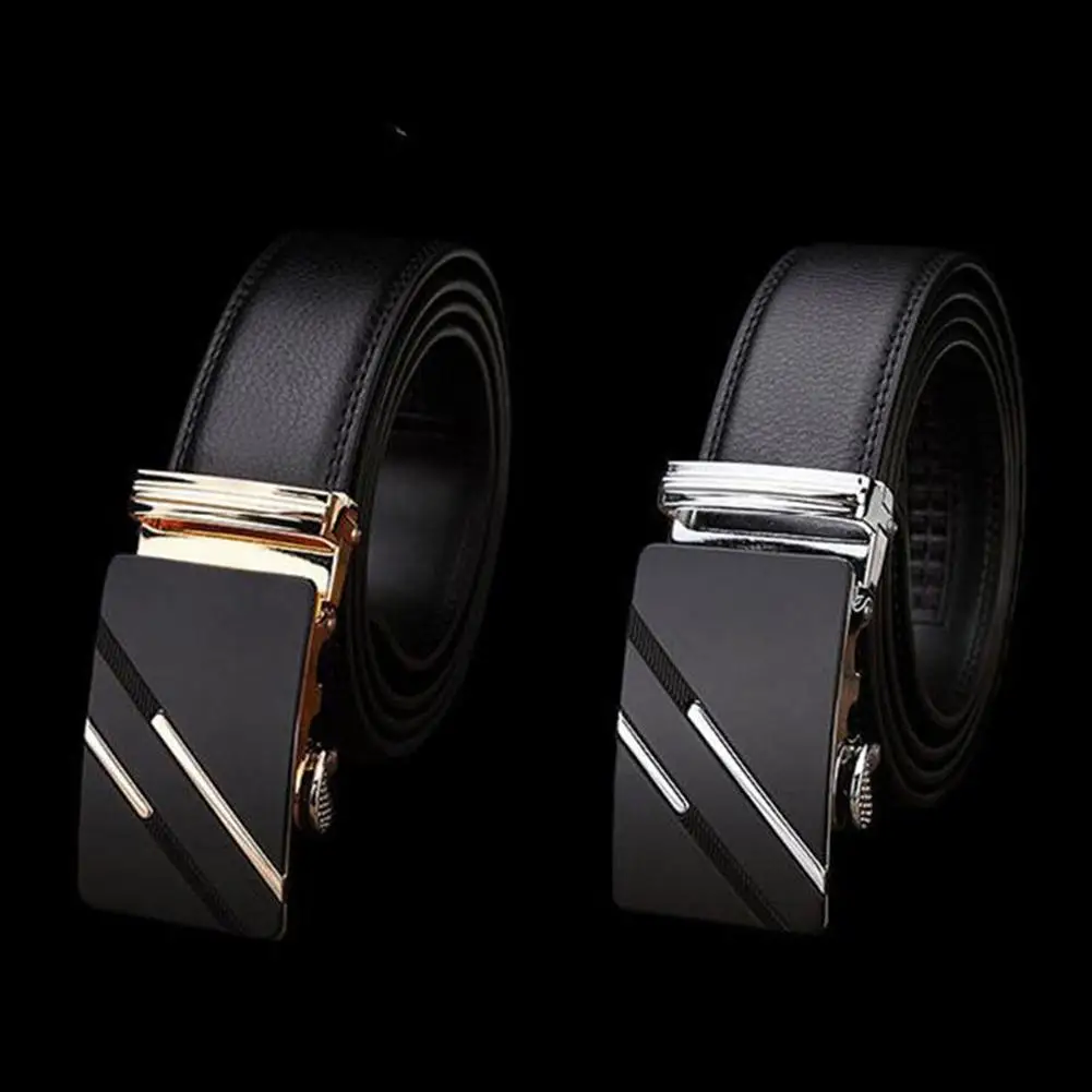 New Fashion Moving Strap Belt Men's Fashion Faux Leather Automatic Buckle Waist Strap Belt Waistband Gift