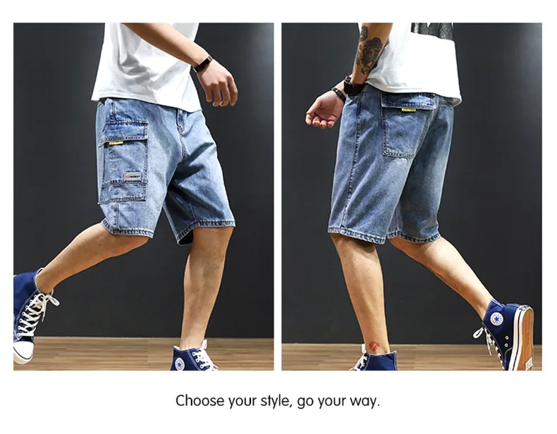 Pantalones Cortos Hombre шорты мужские большие размеры байкерские шорты летние джинсы Corti Uomo свободного покроя с большим количеством карманов облегающие шорты мужские джинсы