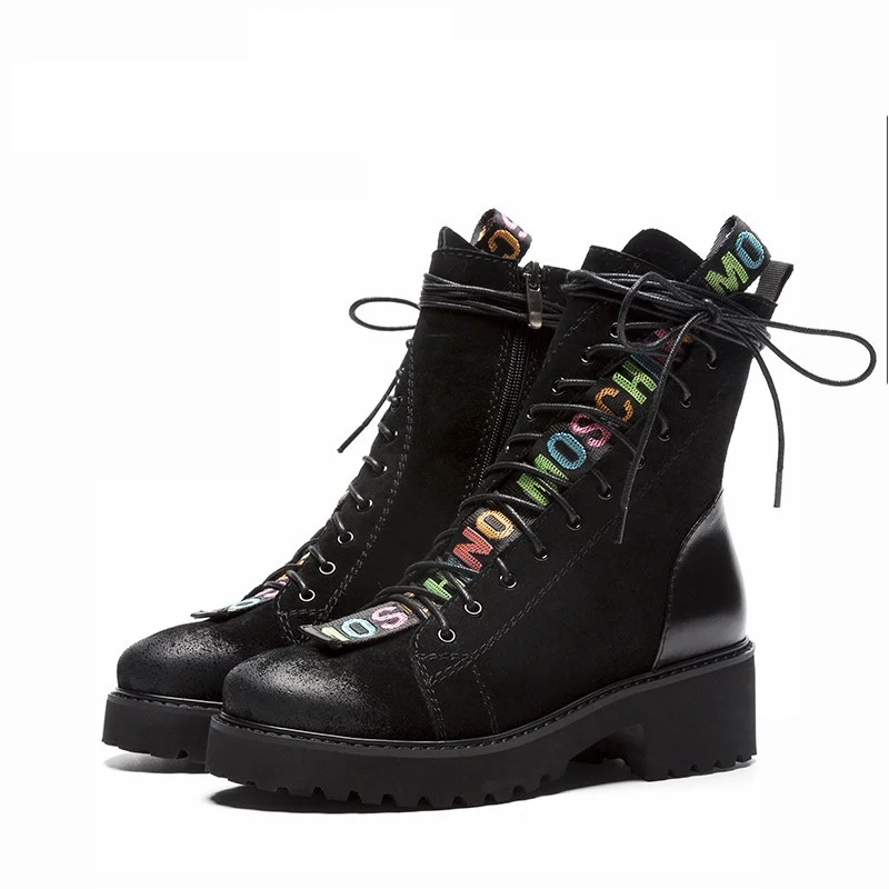 

2019 New British Winter Shoes Boots Women Motorycycle Boots Cow Suede Zipper Ankle Boots For Women Bottes Femme
