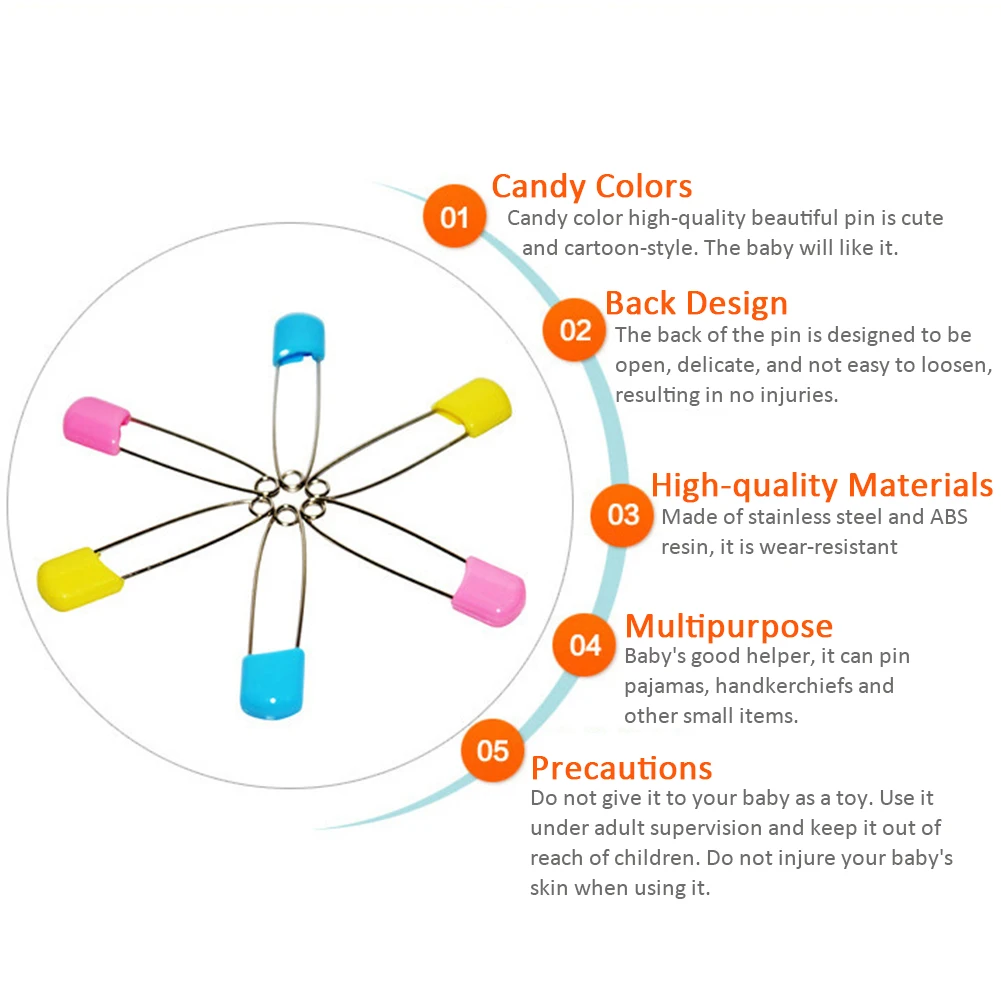 10/12 шт Карамельный цвет английские булавки безопасные зажимы для ухода за ребенком для душа ткань булавки для подгузников держатель(разные цвета