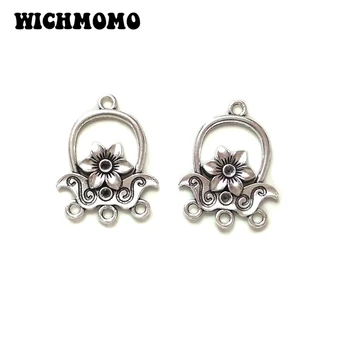 

New 6pieces/bag 31mm Zinc Alloy Flower Basket Shape Porous Connector Charms Linker for DIY Necklace Jewelry Accessories