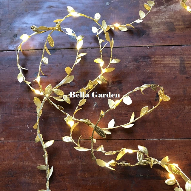 tiny leaves garland fairy wire with mini led string light Battery