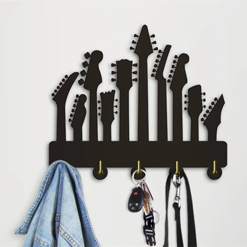 1Piece Decorative Wall Hooks Musical Instrument Guitar Theme Wall Mounted Hanger Modern Coat