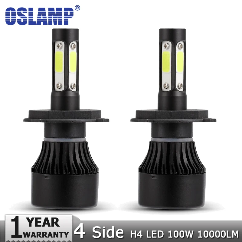 

Oslamp New 4 Side Lumens 100W 10000lm H4 Hi lo Car LED Headlight Bulbs Auto Headlamp LED Light 12v 24v for VW Golf Nissan Kia