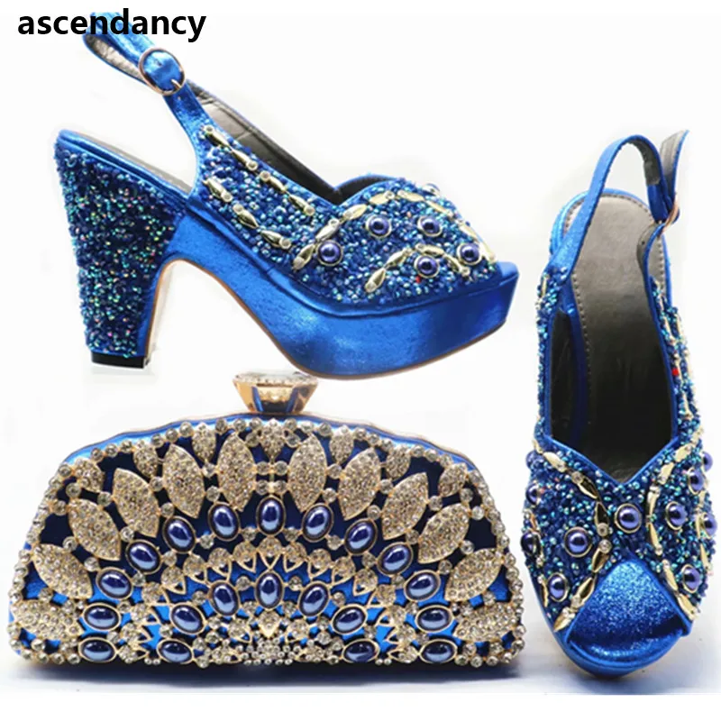 

New Arrival Italian Shoes and Bags To Match Shoes with Bag Set Shoe and Matching Bag for Nigeria Party Elegant Sexy Bridal Shoe