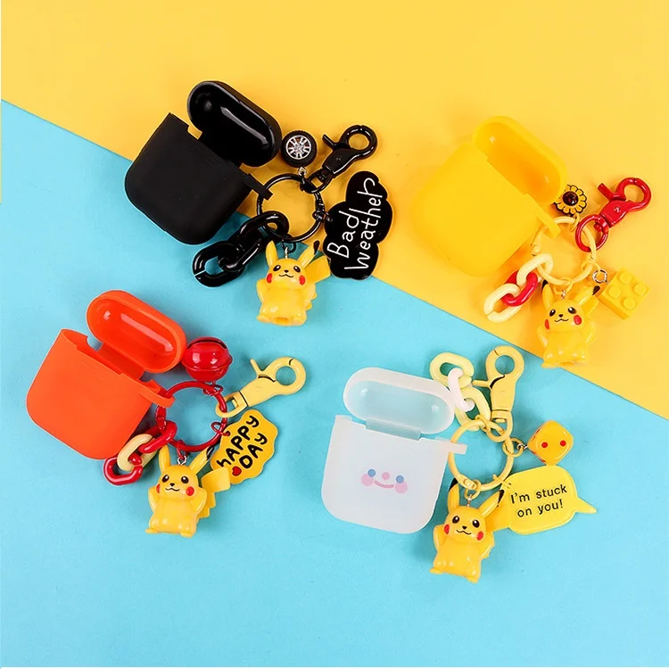 

Cute 3D Anime Cartoon Pikachu Figure Doll Keychain for Airpods Wireless Earphones Cover Case for Women Bag Charms Key Rings