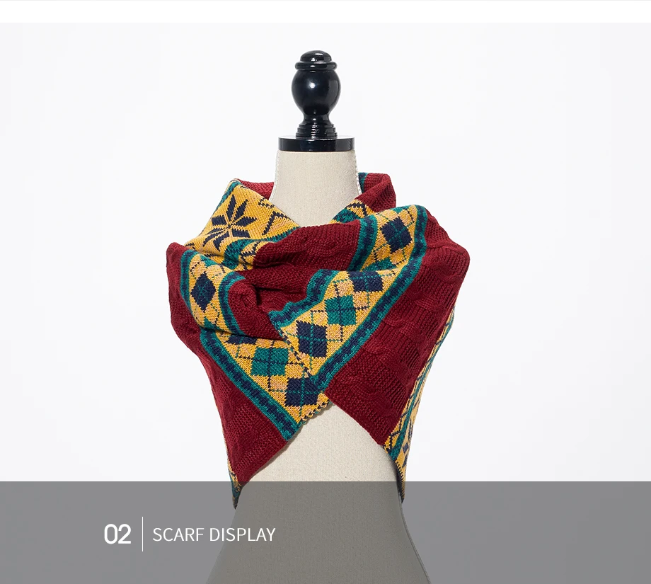 Winter Women Scarf 2019 New Bohemian Style Wool Knit Thick Scarves Female Flower Shawls Warmer Women's Scarves Warm Ladies Scarf (20)