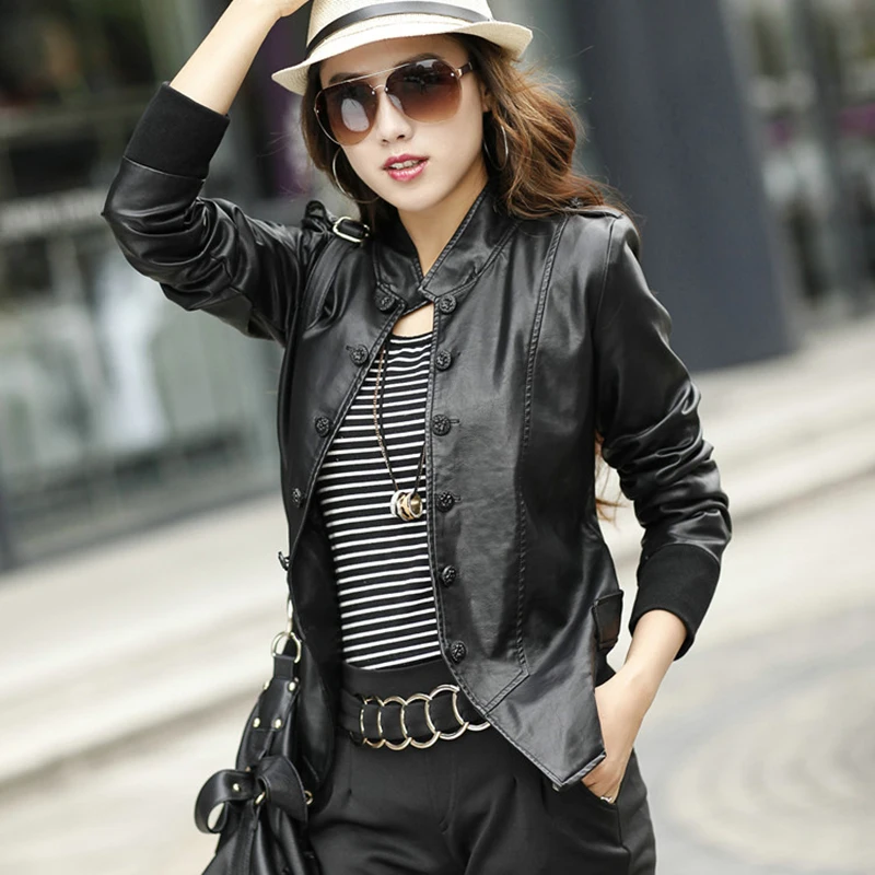 Korean Women Leather Thickening Coat Jacket High Quality/Fashion Simple ...