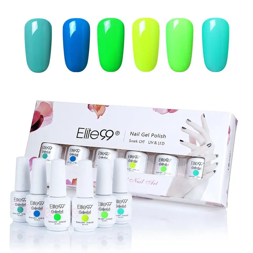 

Elite99 6pieces/lot Gel Varnish With a Gift Box Nail Art Vernis Semi Permanent UV Gel Nail Polish Manicure Gel Polish Lacquer