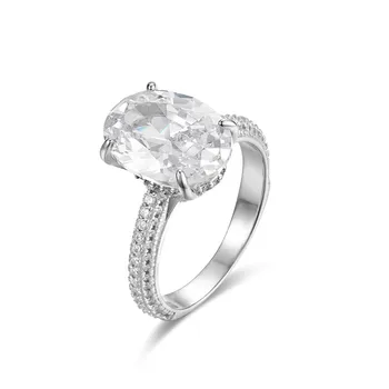 

Luxury 100% 925 Sterling Silver rings finger Engagement Wedding jewelry for Women Big oval cut 4ct sona diamant cz Ring gift