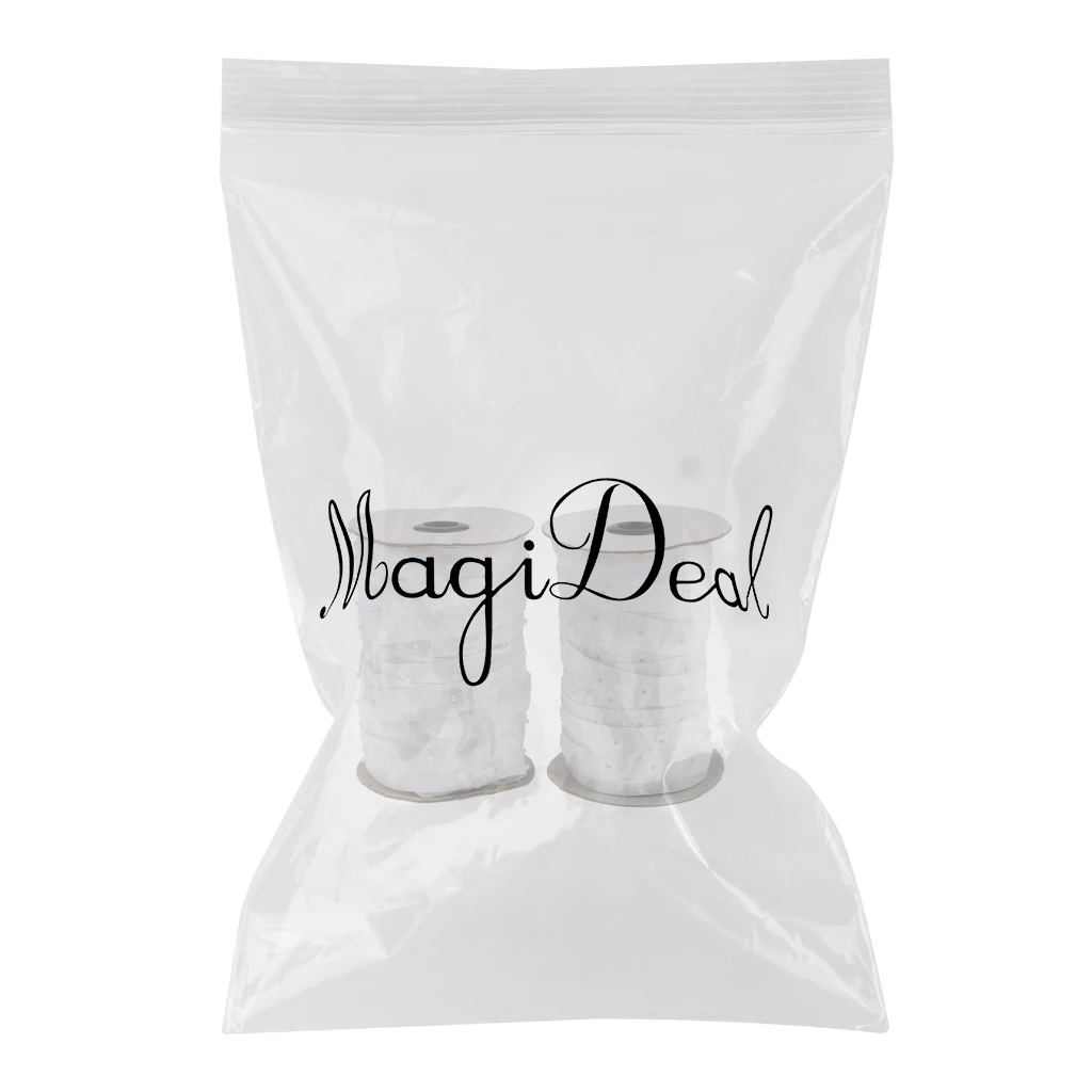 Phenovo 50 Yard White Resin Press Studs Snap Tape 8mm Buttons Fastening Tape Sewing for Duvet Covers Craft
