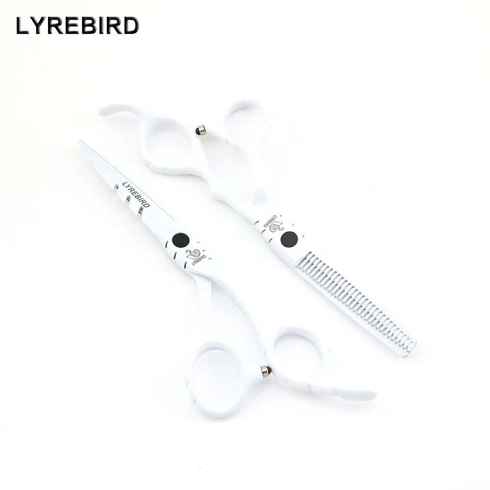 Hairdressing scissors 5.5 INCH 6 INCH Teflon white hair scissors Japan Hair shears Thinning shears Razor Optional LYREBIRD NEW