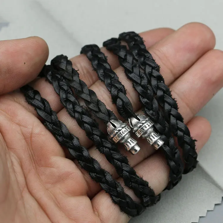 

Silver Europe And The United States Tide Brand Long Black Rope Clavicle Tide Male Personality men's Necklace Accessories Summer