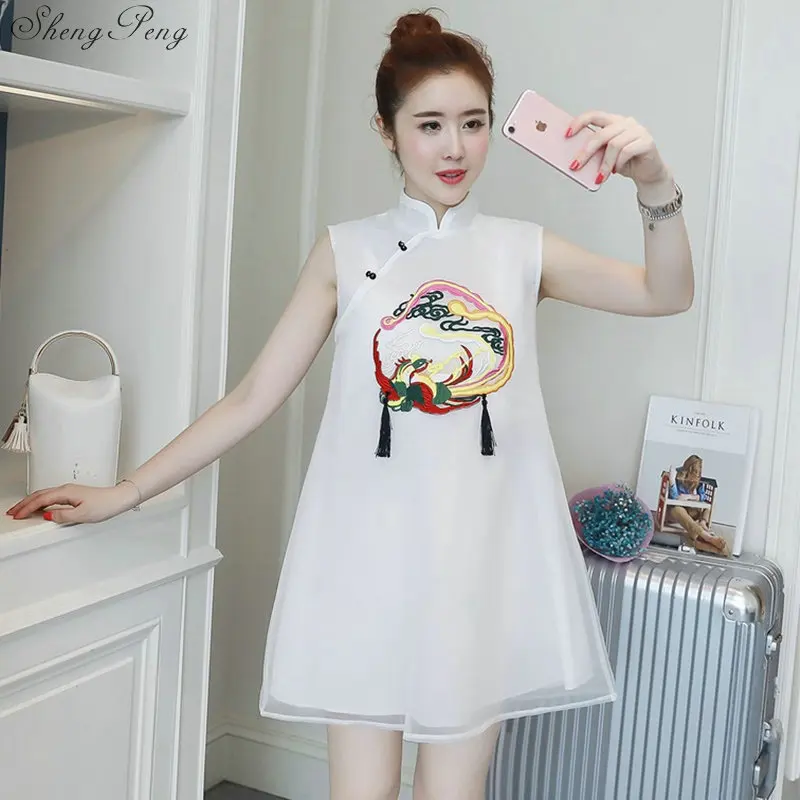 

2018 summer silk satin cheongsam chinese traditional dress vestido sleeveless female high neck qipao party evening dresses Q173