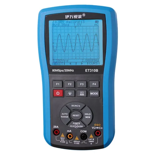 

FREE SHIPPING ET310B 20MHz 80MSa/s Oscilloscope Scopemeter & True RMS Multimeter 2in1 Li-Battery Bluetooth for Android