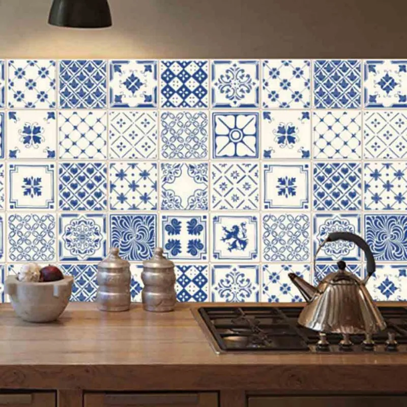 

20 PCS Simulation Tile Simple Europe Style Home Paste Wall Stickers DIY Waterproof Oil-proof Tile For Bathroom Kitchen Stickers