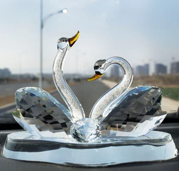

Car Decoration Glass Crystal Couple Swan The Neck Filled with Diamonds Wedding Gift Home Decor Festival Gifts
