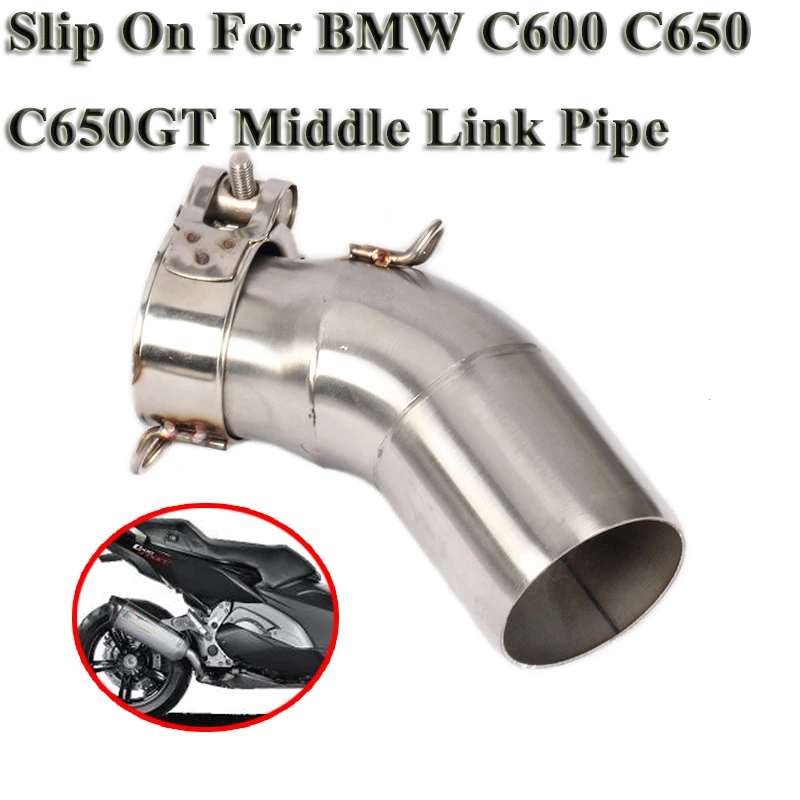 

Slip On For BMW C650 C600 C650GT Motorcycle Exhaust Escape Modified Stainless Steel Connection Middle Link Pipe Without Muffler